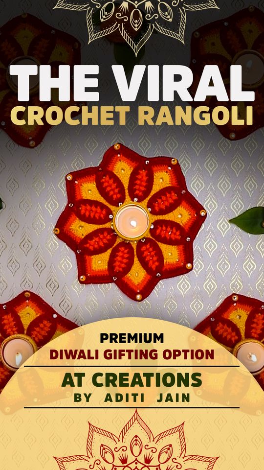 AT Creations ad cover: the viral crochet rangoli, a premium Diwali gifting option